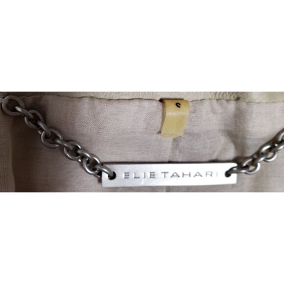 Elie Tahari Coat Cecelia Leather SM Lazer Cut Thin Buttery Soft Putty Tan Color - Picture 12 of 14